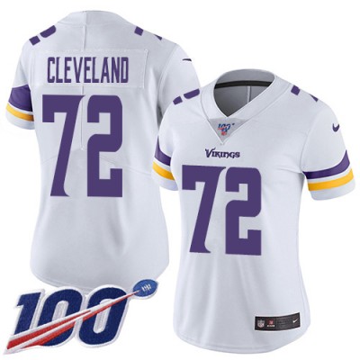 Nike Minnesota Vikings #72 Ezra Cleveland White Women's Stitched NFL 100th Season Vapor Untouchable Limited Jersey